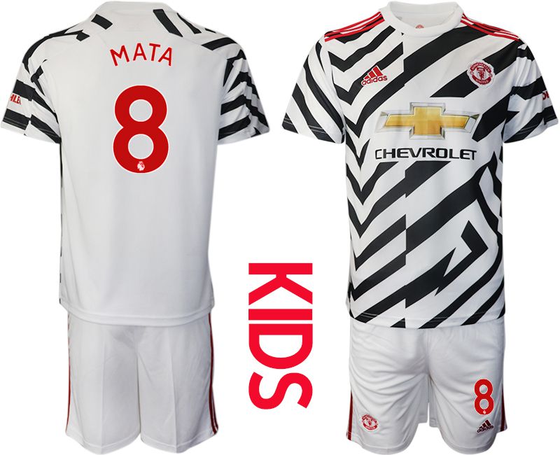 Youth 2020-2021 club Manchester united away #8 white Soccer Jerseys